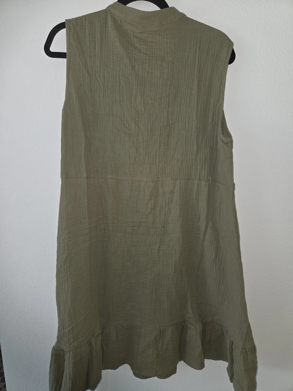 Cupshe Olive Sleeveless Button-Front Ruffle Hem Mini Dress 100 Percent COTTON - Picture 3 of 7